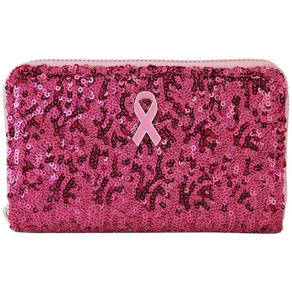 Breast Cancer Research Foundation Exclusive Pink Ribbon Sequin Zip Around Wallet Best Sale