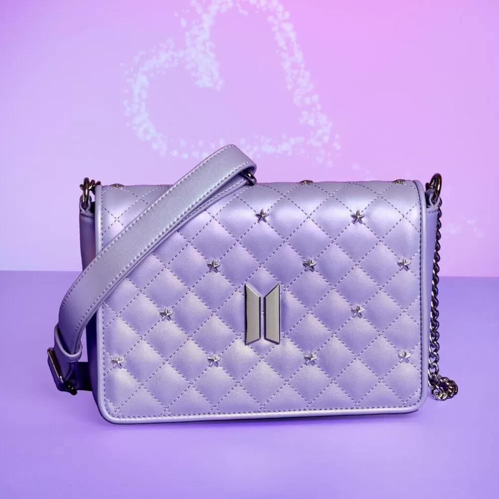 BTS Funko Pop! By Loungefly Logo Iridescent Purple Crossbody Bag Flash Sale