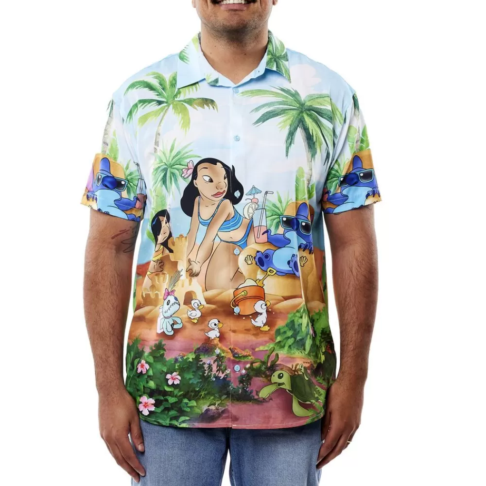 Disney Lilo & Stitch Beach Scene Unisex Camp Shirt Store