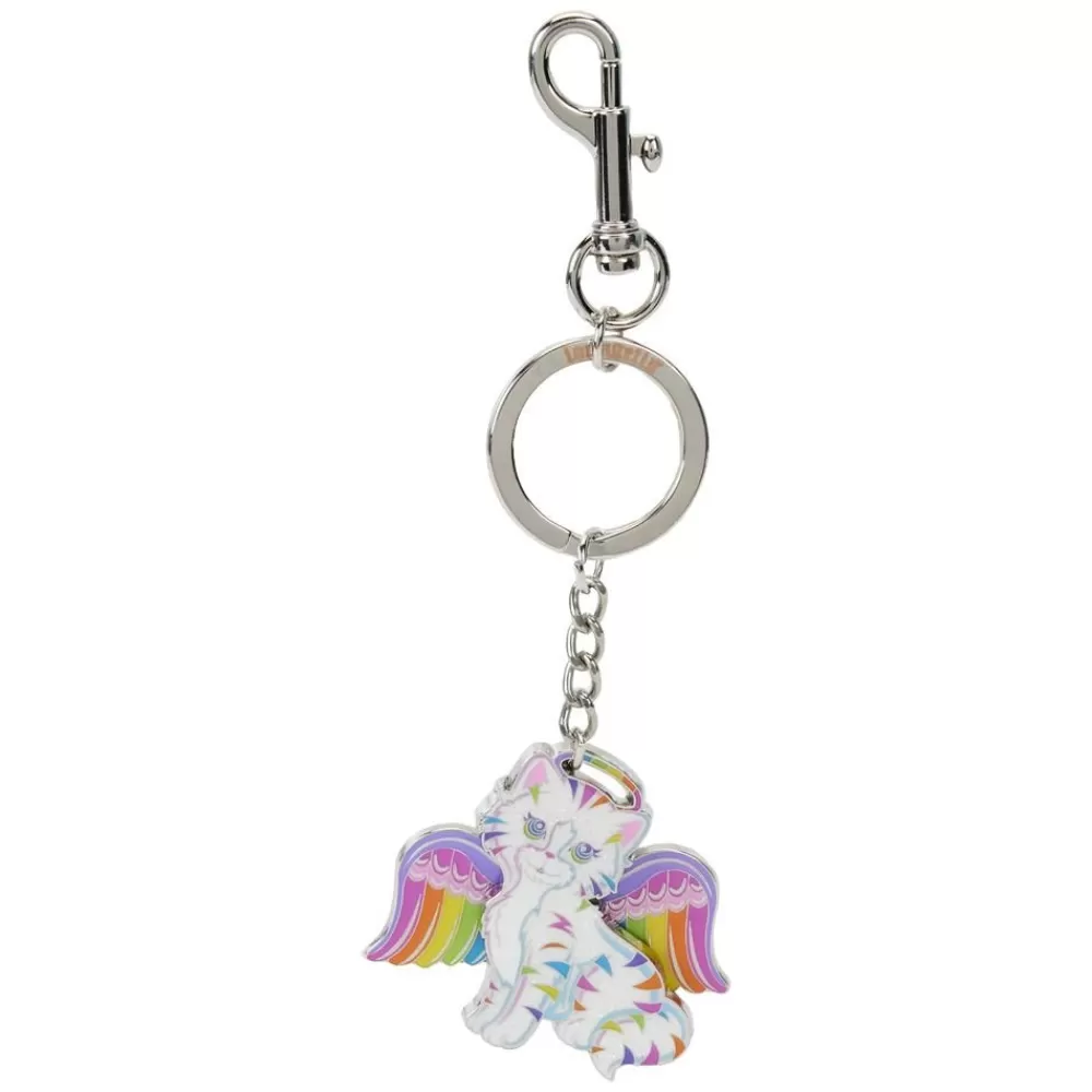 Lisa Frank Holographic Glitter Angel Kitty Moving Keychain New