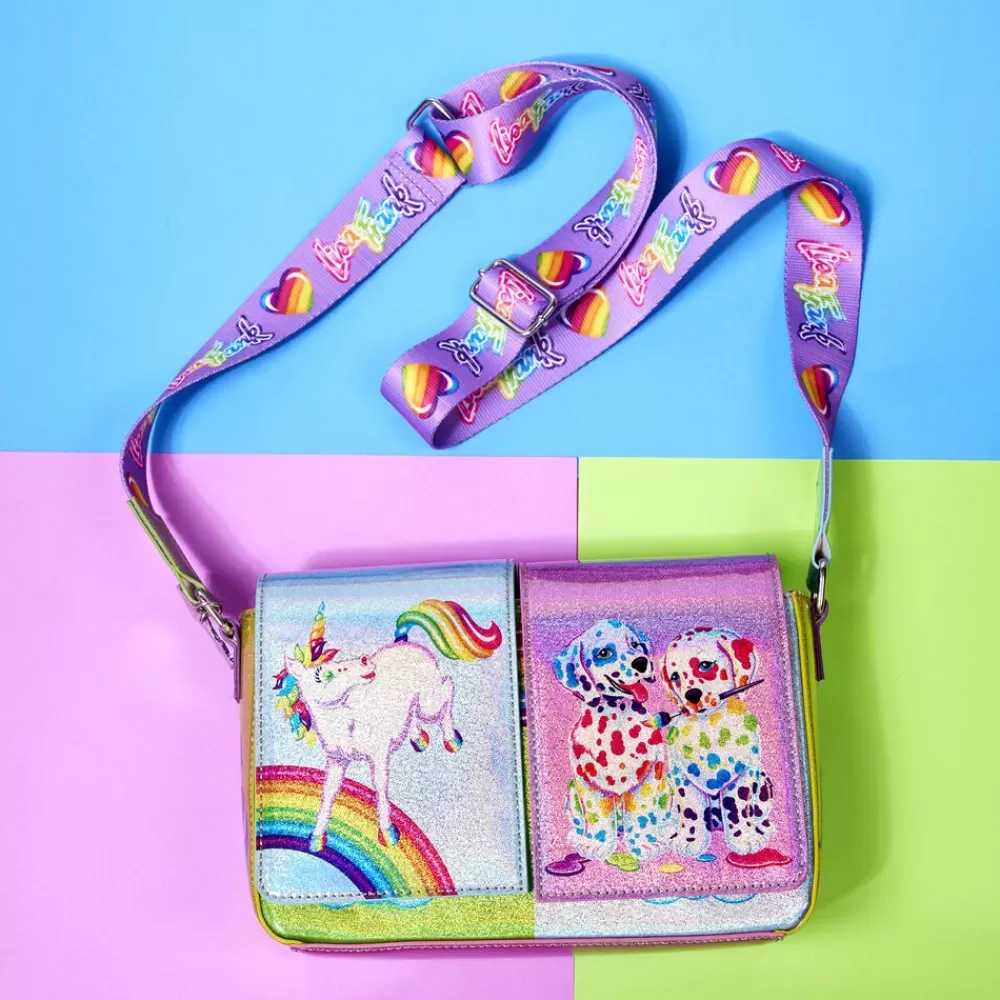 Lisa Frank Holographic Glitter Color Block Crossbody Bag Cheap