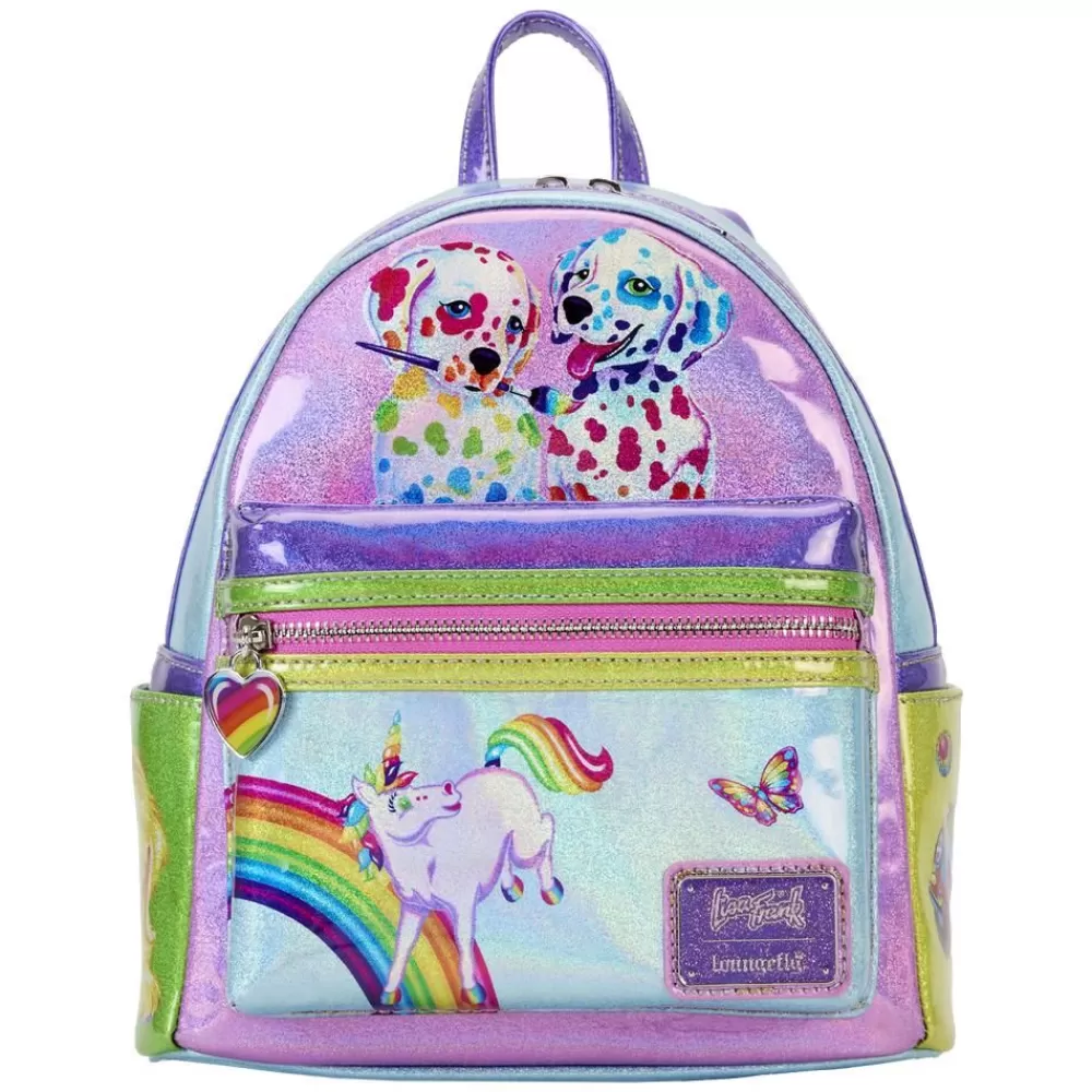 Lisa Frank Holographic Glitter Color Block Mini Backpack Discount