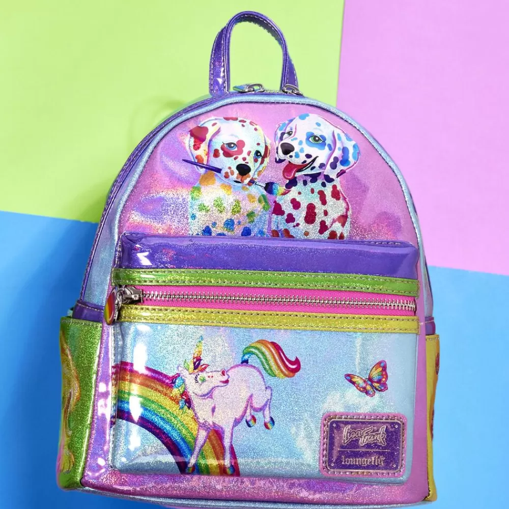 Lisa Frank Holographic Glitter Color Block Mini Backpack Discount