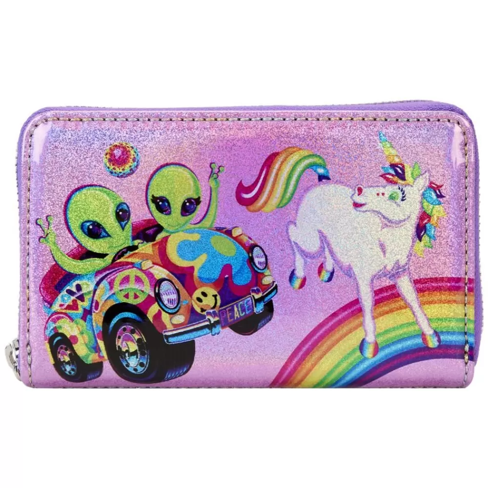 Lisa Frank Holographic Glitter Color Block Zip Around Wallet Discount