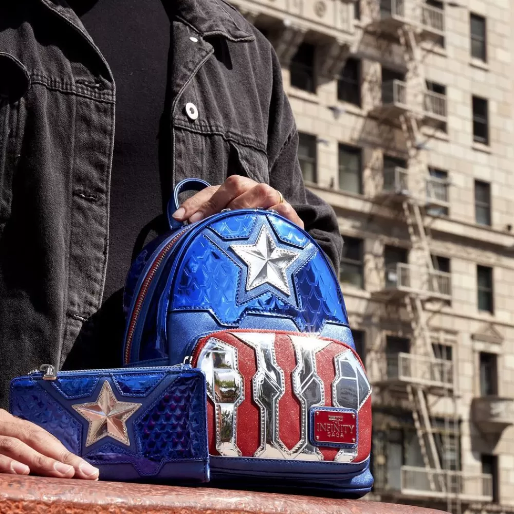 Marvel Metallic Captain America Cosplay Mini Backpack Online