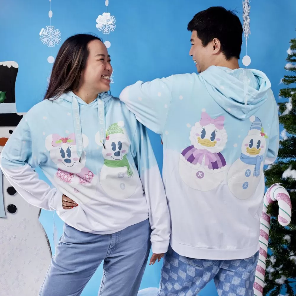 Disney Mickey & Minnie Pastel Snowman Unisex Hoodie Outlet