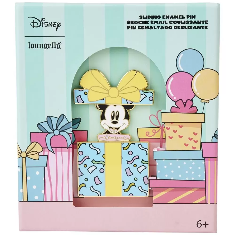 Disney Mickey Mouse Birthday Present Surprise 3" Collector Box Sliding Pin Cheap