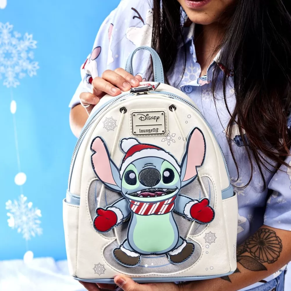 Disney Stitch Holiday Snow Angel Glitter Mini Backpack Cheap