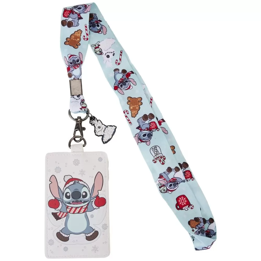 Disney Stitch Holiday Snow Angel Lanyard With Card Holder Outlet