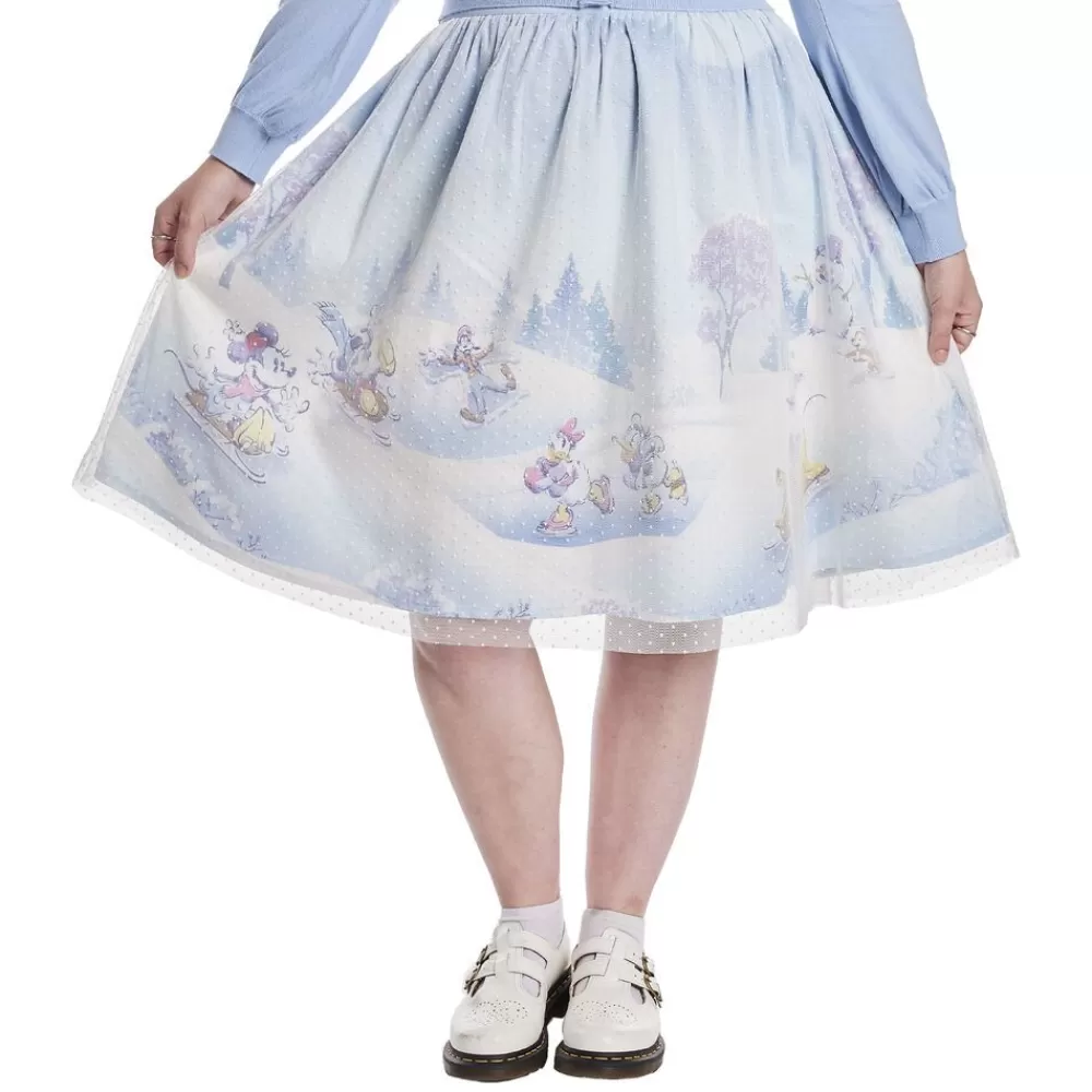 Disney Stitch Shoppe Mickey & Friends Winter Snow Tulle Overlay Skirt Sale