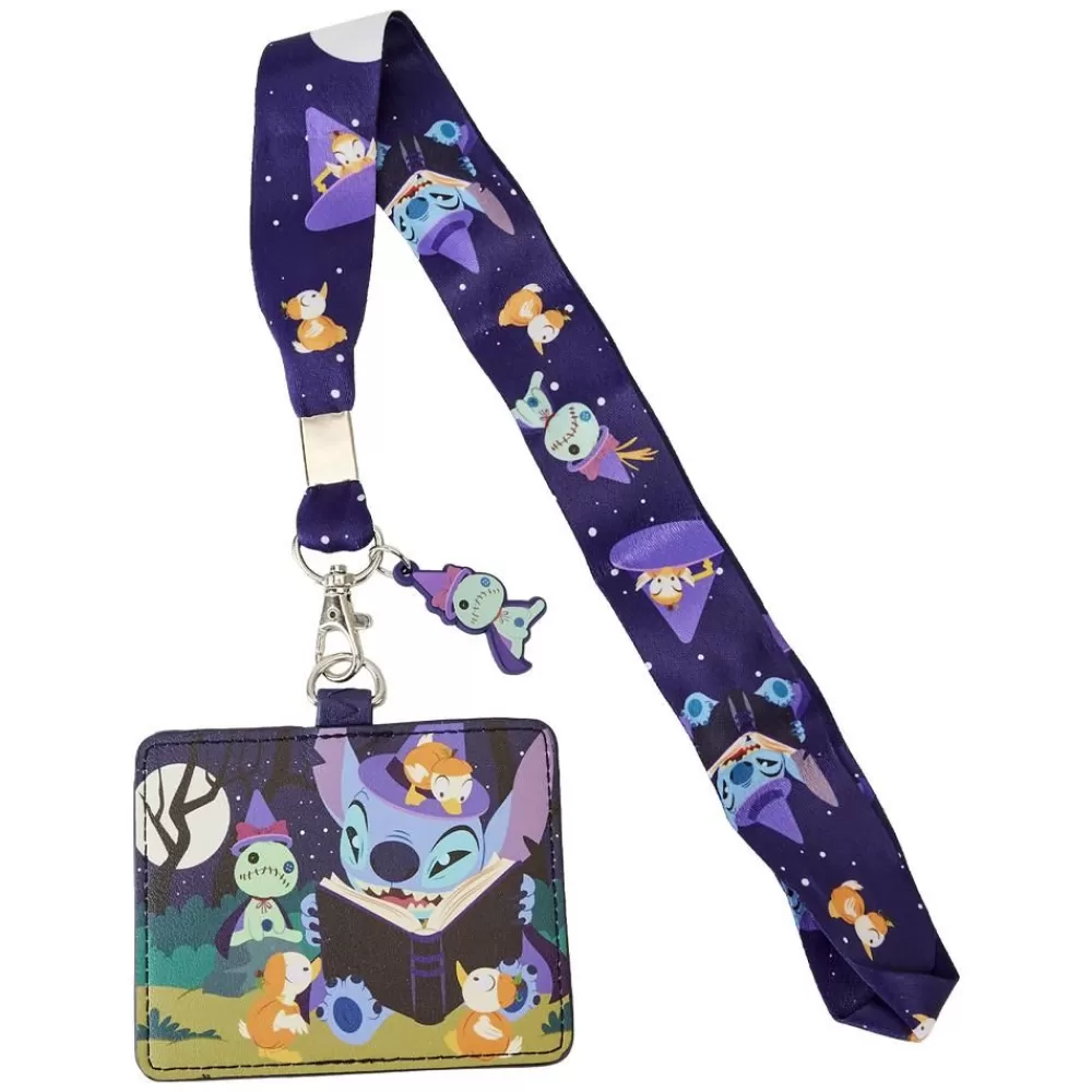 Disney Stitch Spooky Stories Halloween Lanyard With Card Holder New