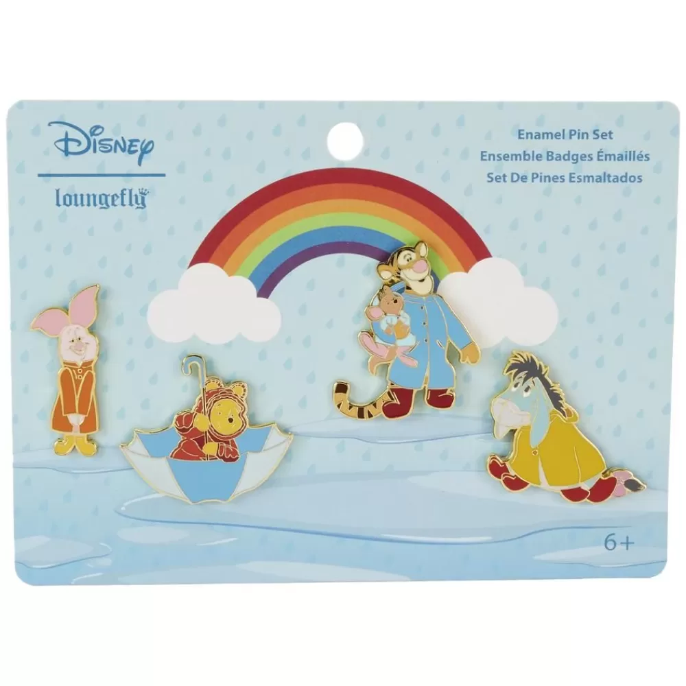 Disney Winnie The Pooh & Friends Rainy Day 4Pc Pin Set Best